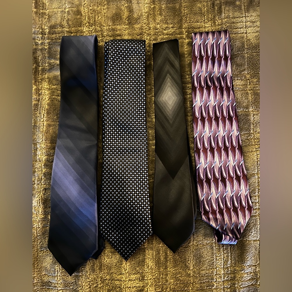 Elegant Men's Tie Set - Black, Gray, Purple